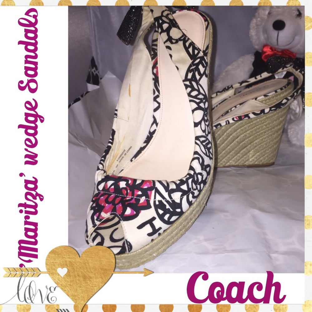 Coach 'Maritza' Poppy Floral Wedge Sandals